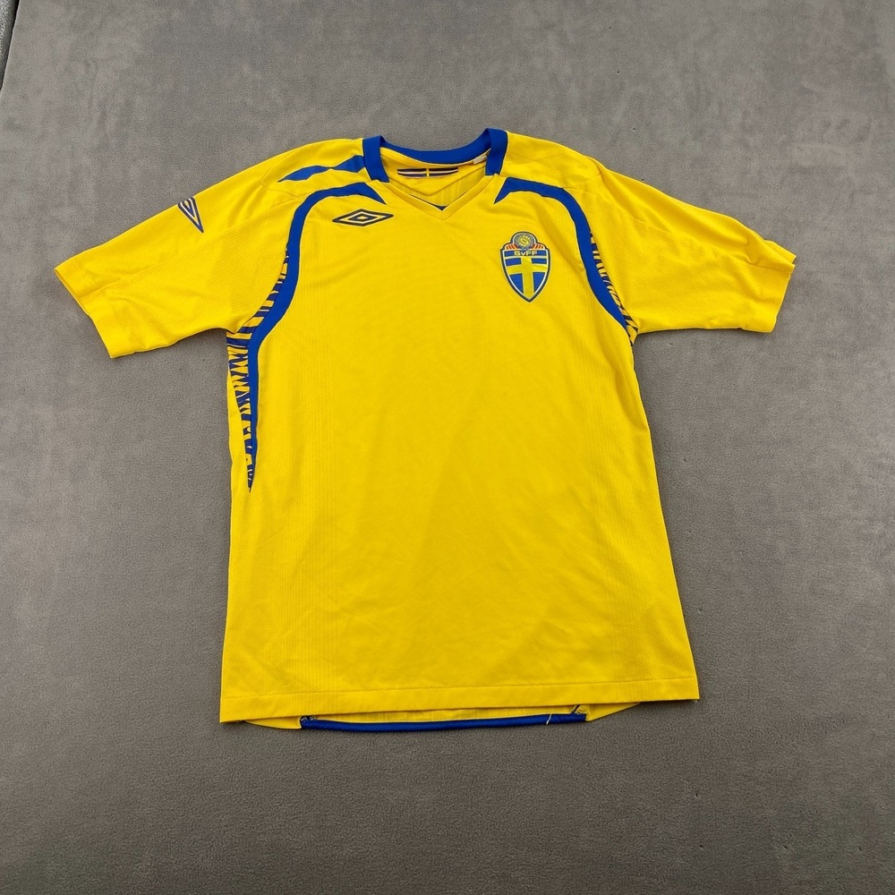 Umbro Sweden National Football Team Soccer Shirt Mens Medium Yellow Sportswear